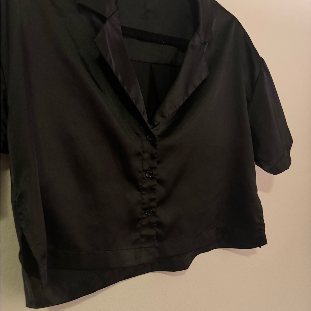 Black Satin Women's Top - Picture 6 of 6